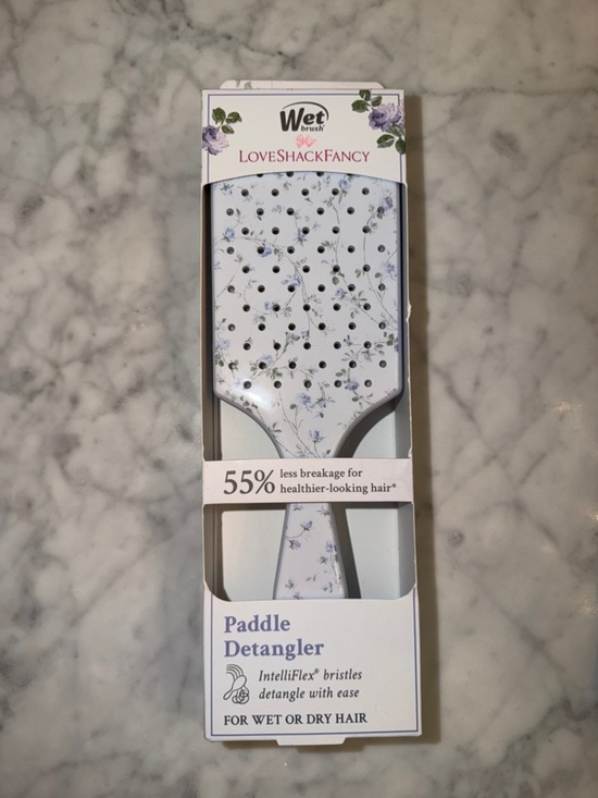 NWT LoveShackFancy x Goody Light Blue Floral Paddle Detangler & Accessory Bundle
